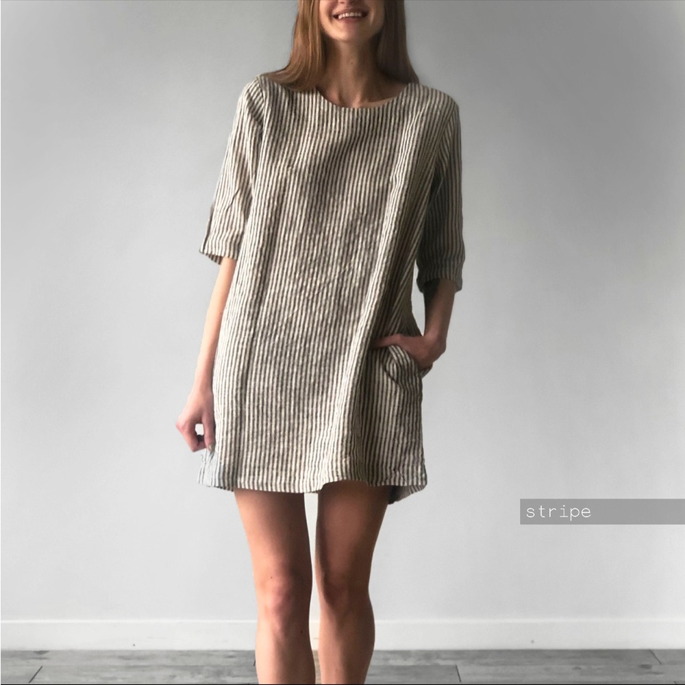 Washed Linen Dress with Pockets